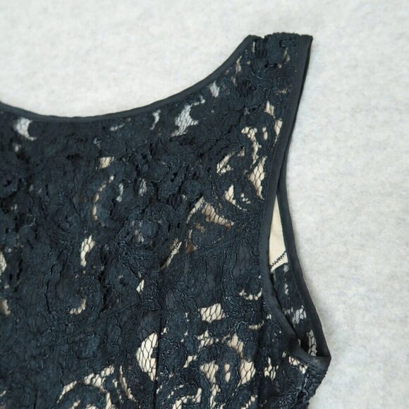 Bebe Black A-Line Crochet Dress Lined Evening Cocktail Midi Women's Size 8 - Picture 10 of 12